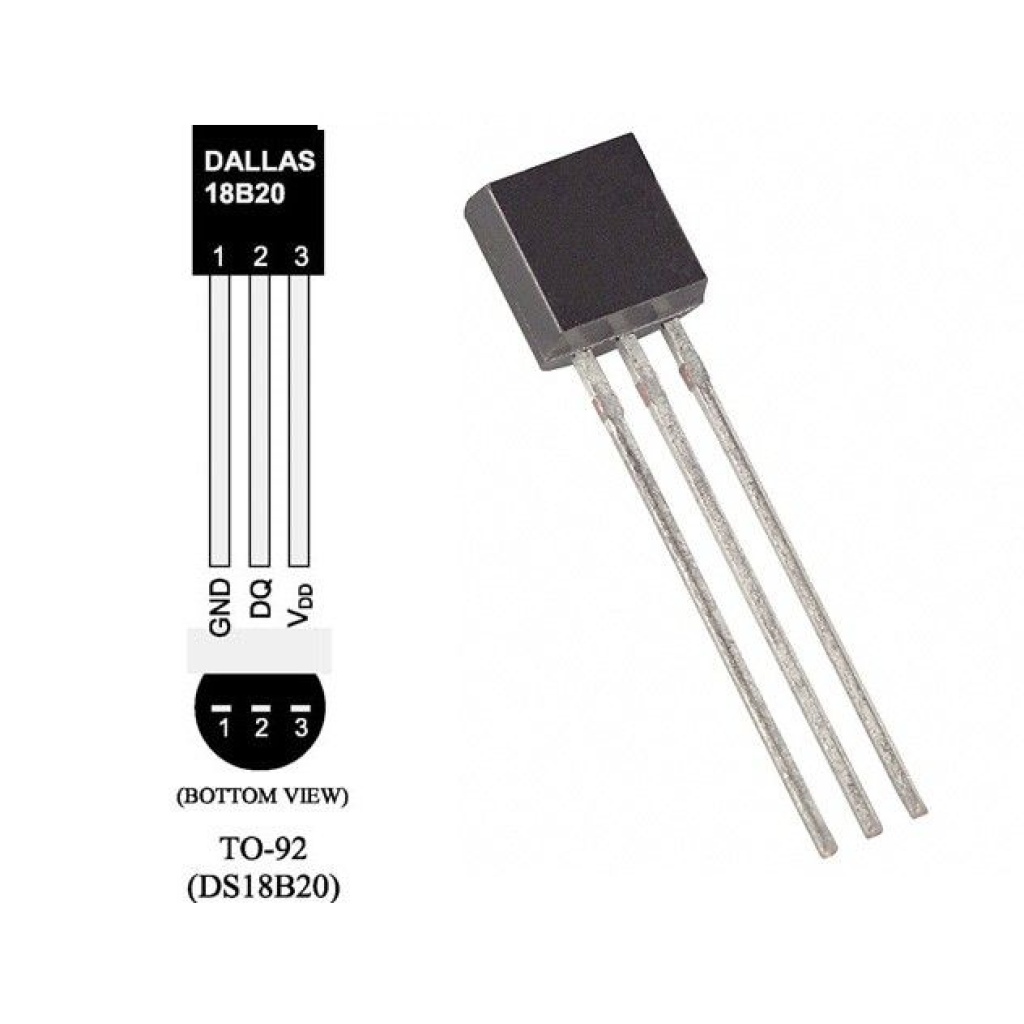 Temperatuur sensor DS18B20 (Dallas) pinout